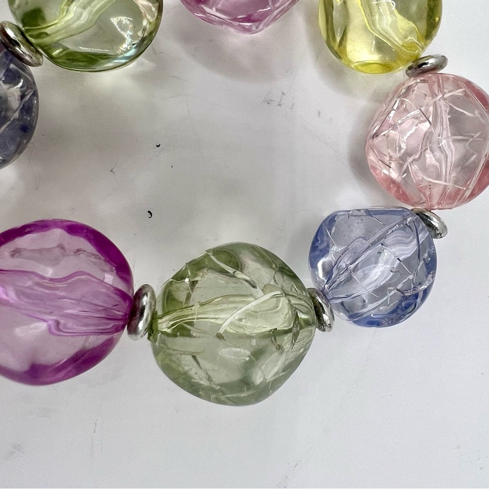 Vintage Pastel Crackle Lucite Bead Necklace - Picture 4 of 5